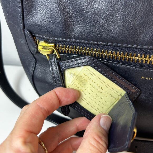 Marc By Marc Jacobs Globetrotter Midnight Navy Leather Shoulder Crossbody Bag - Picture 7 of 15